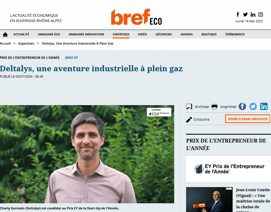 Article de presse Bref Eco sur Charly Germain